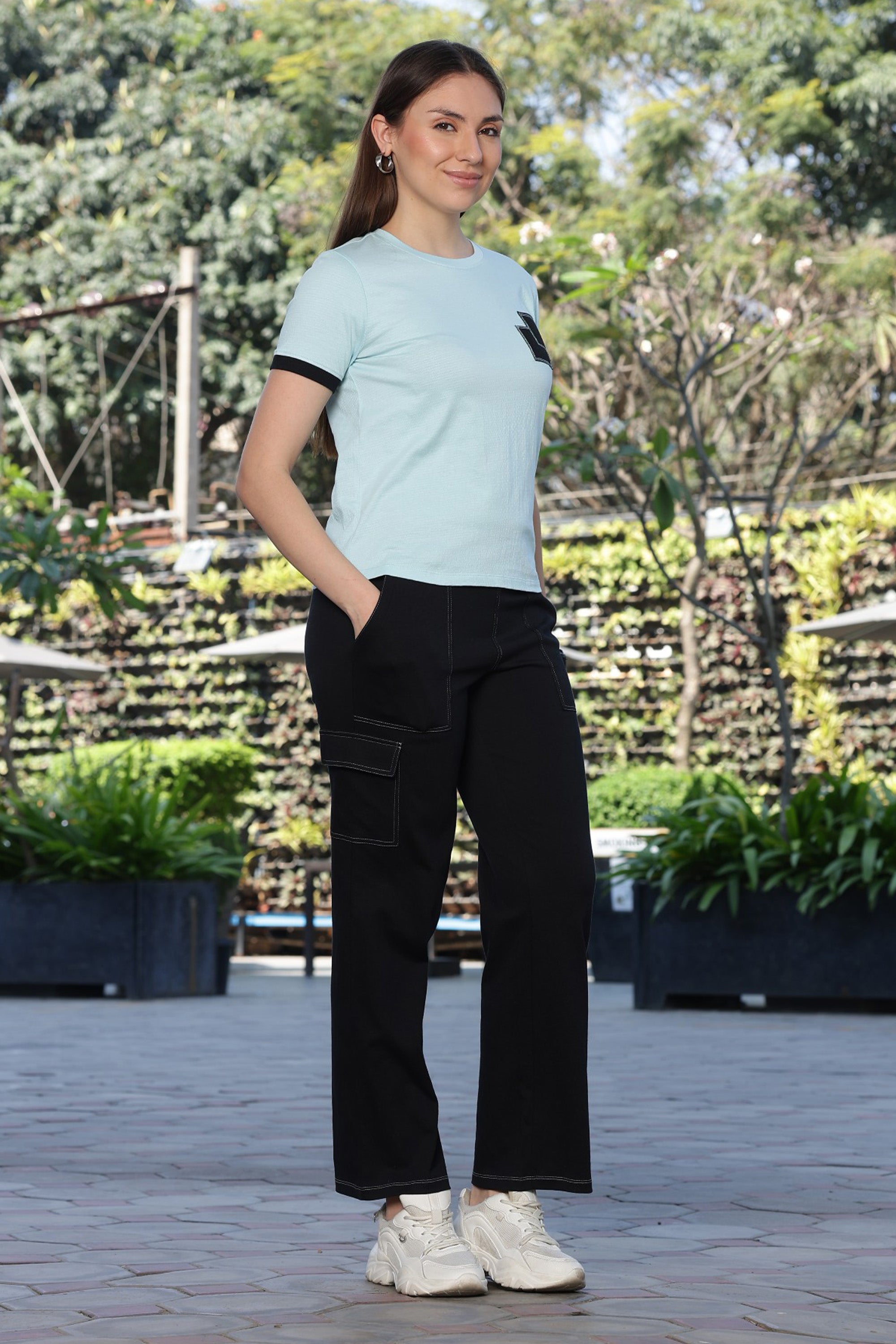 ONE SKY Women’s 100% Cotton Half Sleeve Co-Ord Set | Round Neck Top & Mid Rise Slip-On Bottom | Solid Color | 4 Pockets | Casual Wear | Machine Wash