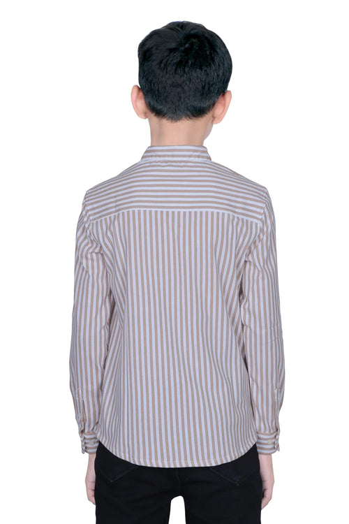 BOYS LINING BEIGE COTTON SHIRT