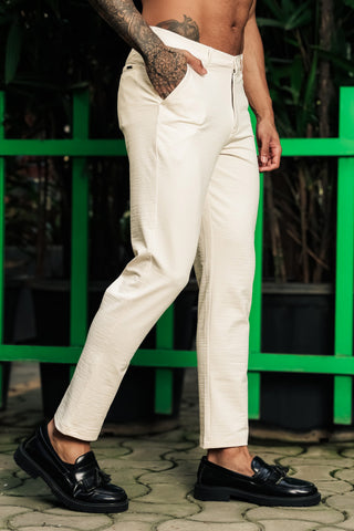 ONE SKY Men’s Cotton Spandex Trousers | Mid Rise Casual Pants with Button & Zip Closure | 4 Pockets | Solid Color | Machine Wash