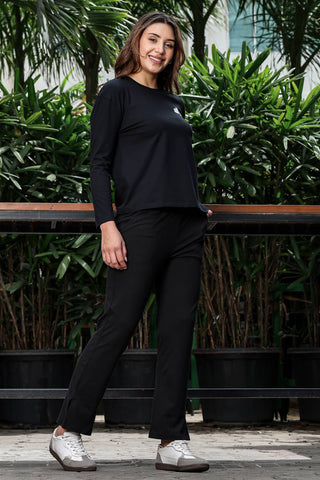 WOMEN ROUND NECK BLACK FULL SLV  CO-ORD SET