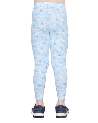 GIRLS SCUBA BLUE FLORAL PRINT LEGGING