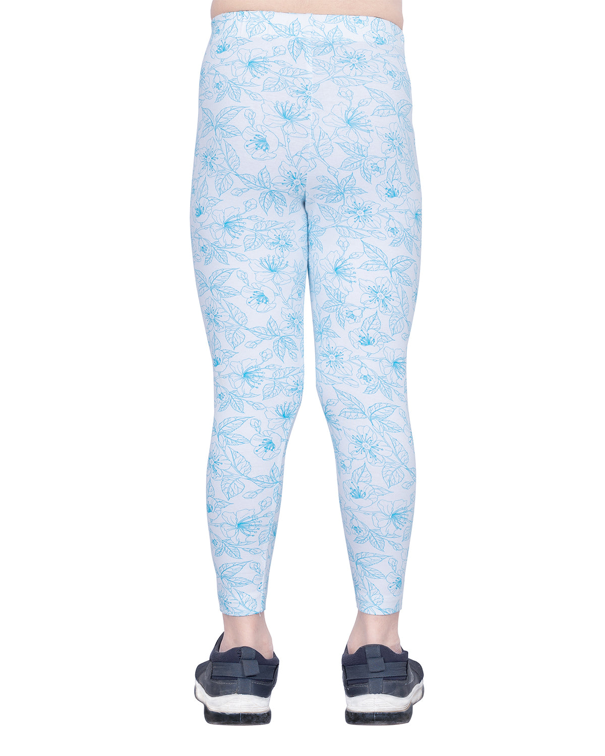 GIRLS SCUBA BLUE FLORAL PRINT LEGGING