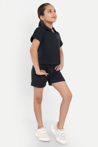 GIRLS BLACK BEAUTY SOLID CO-ORDS SET