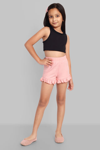 Girls Light Pink Casual Shorts