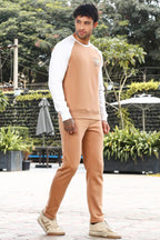 Men’s Typography Printed Tracksuit Set | Round Neck Long Sleeve Top & Slip-On Joggers | Cotton Blend | Mid-Rise Flat Front | 4 Pockets | Casual Athleisure Wear