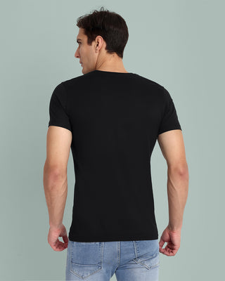 Men Black Round Neck T-Shirt