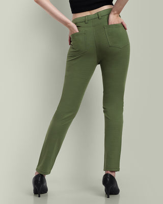 Women Fresh Olive Regular Fit Casual Pant