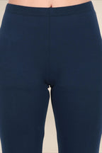 Women Electric Blue Breathable Long Length Legging
