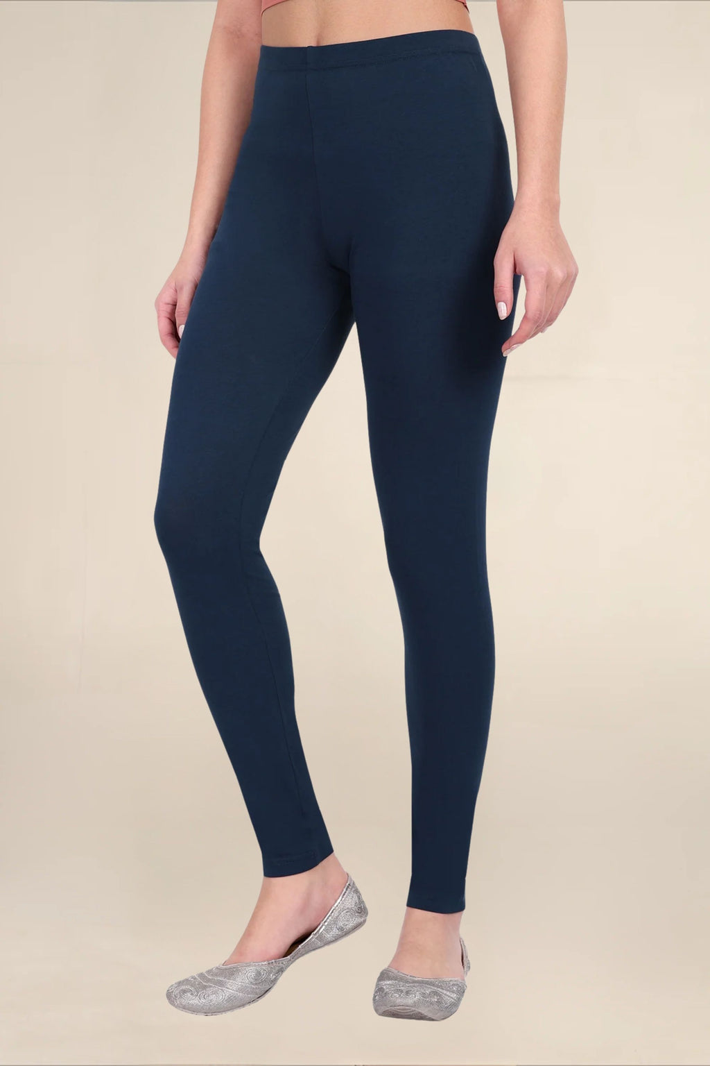 Women Electric Blue Breathable Long Length Legging
