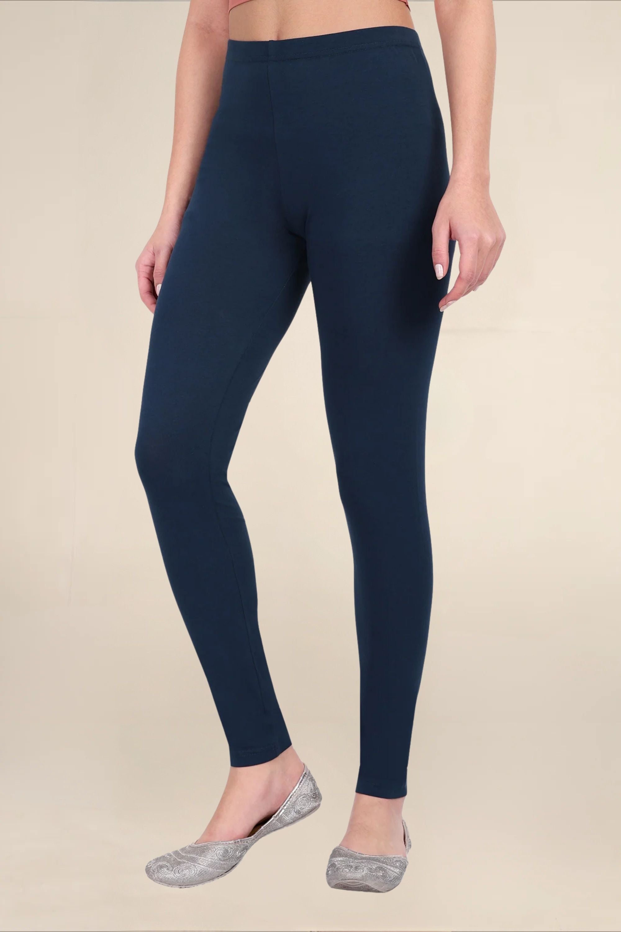 Women Electric Blue Breathable Long Length Legging