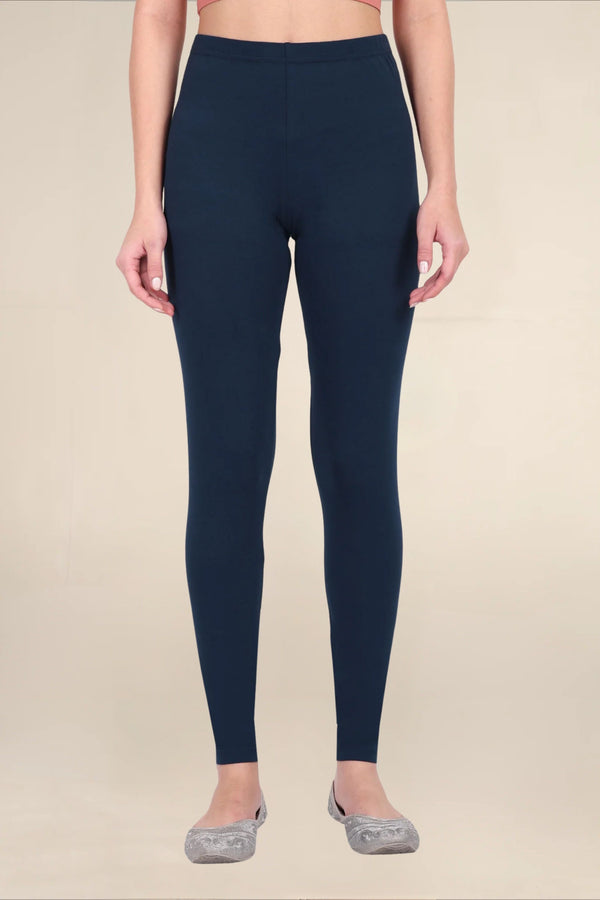 Women Electric Blue Breathable Long Length Legging