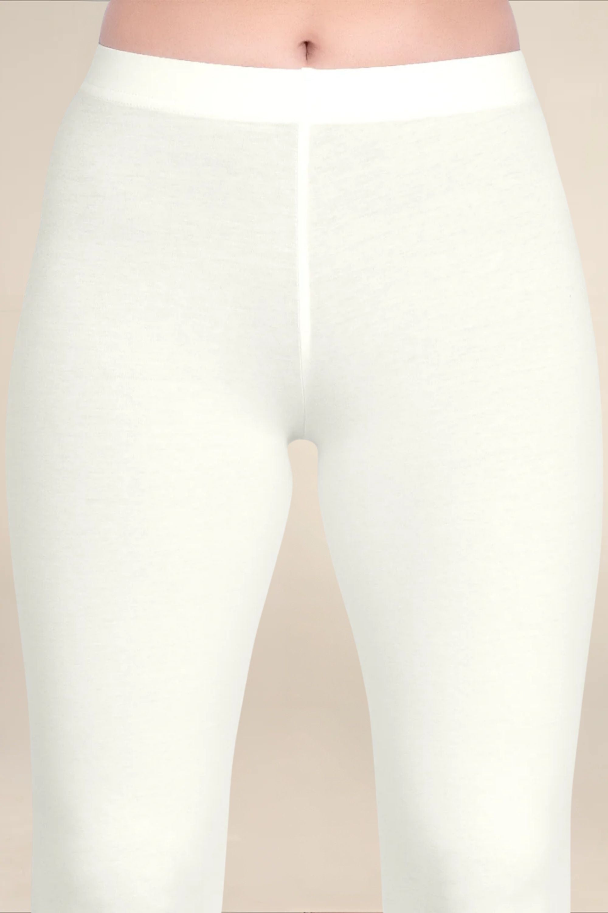 Women Ecru Breathable Long Length Legging