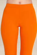 Women Dark Orange Ankle Length Legging