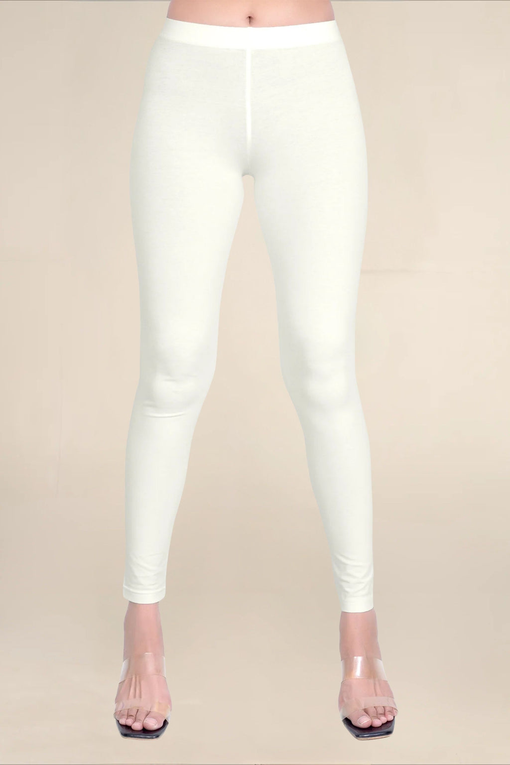 Women Ecru Breathable Long Length Legging