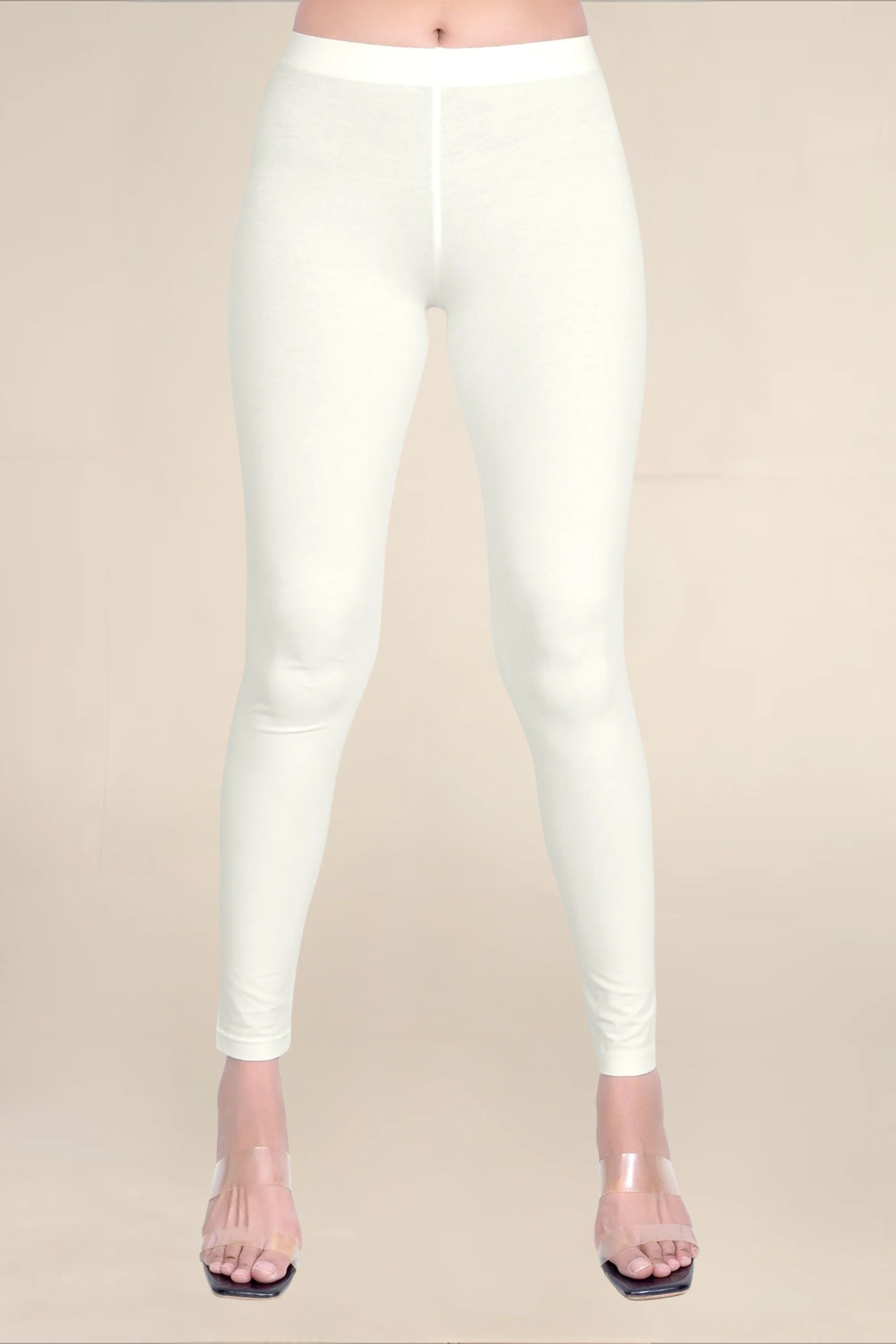 Women Ecru Breathable Long Length Legging