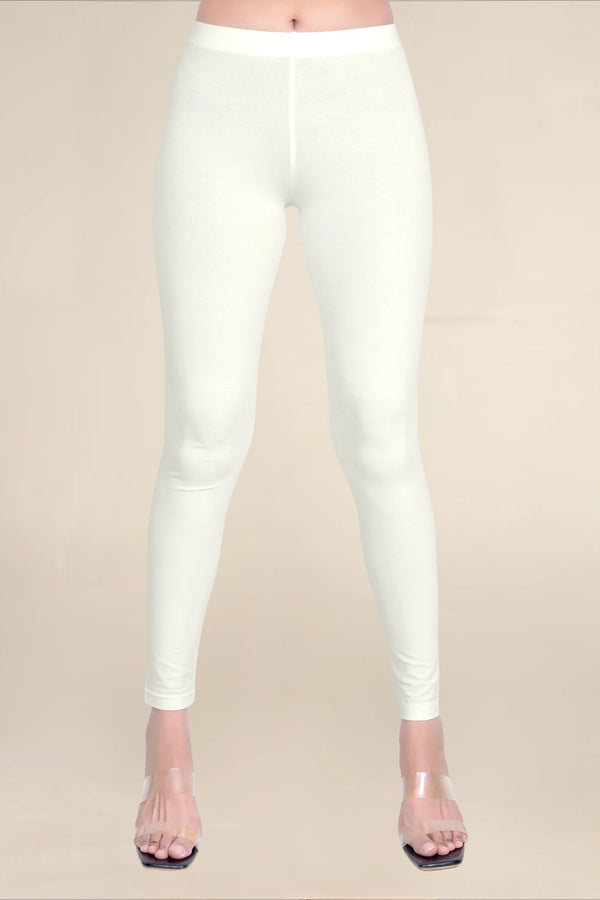 Women Ecru Breathable Long Length Legging