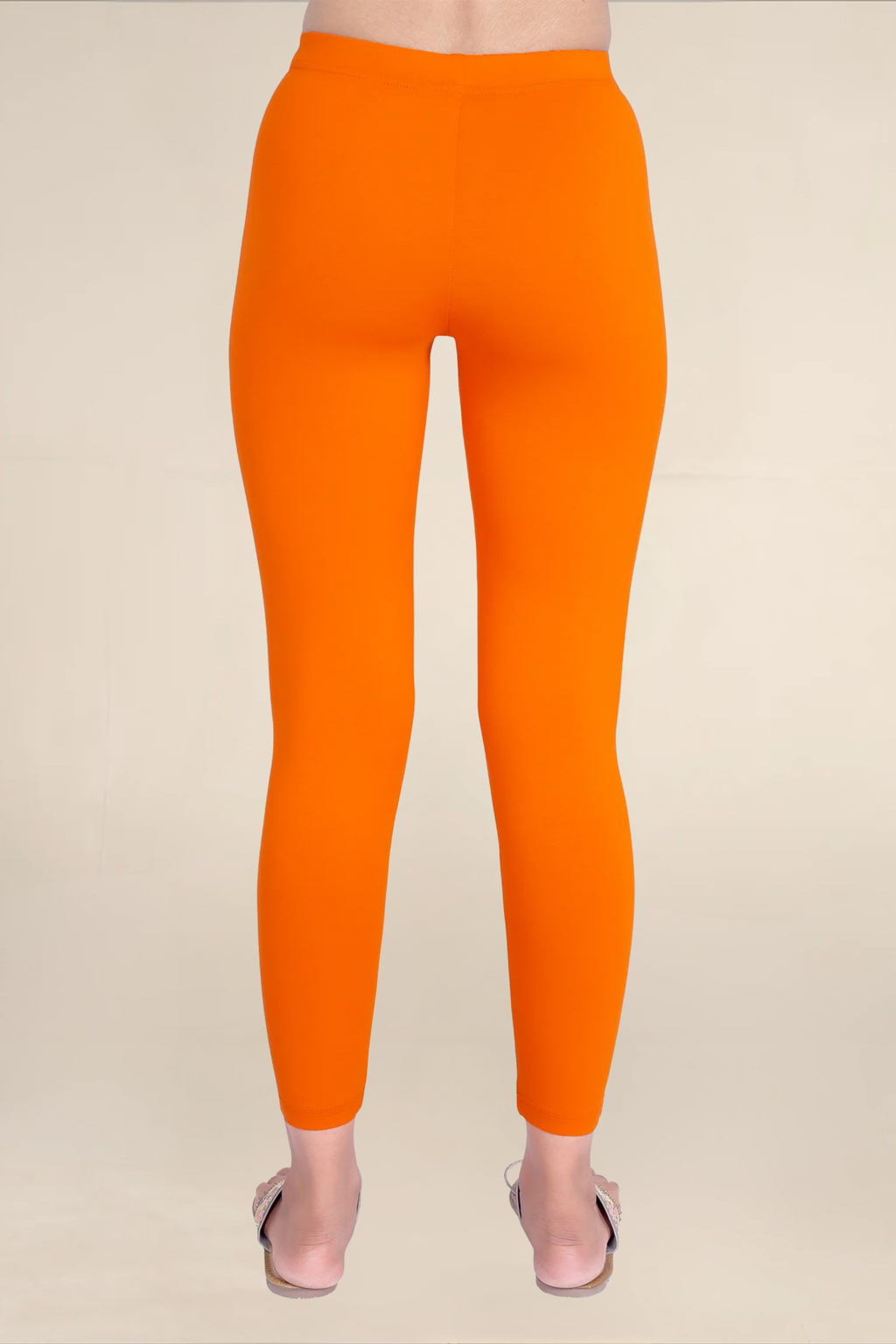 Women Dark Orange Ankle Length Legging