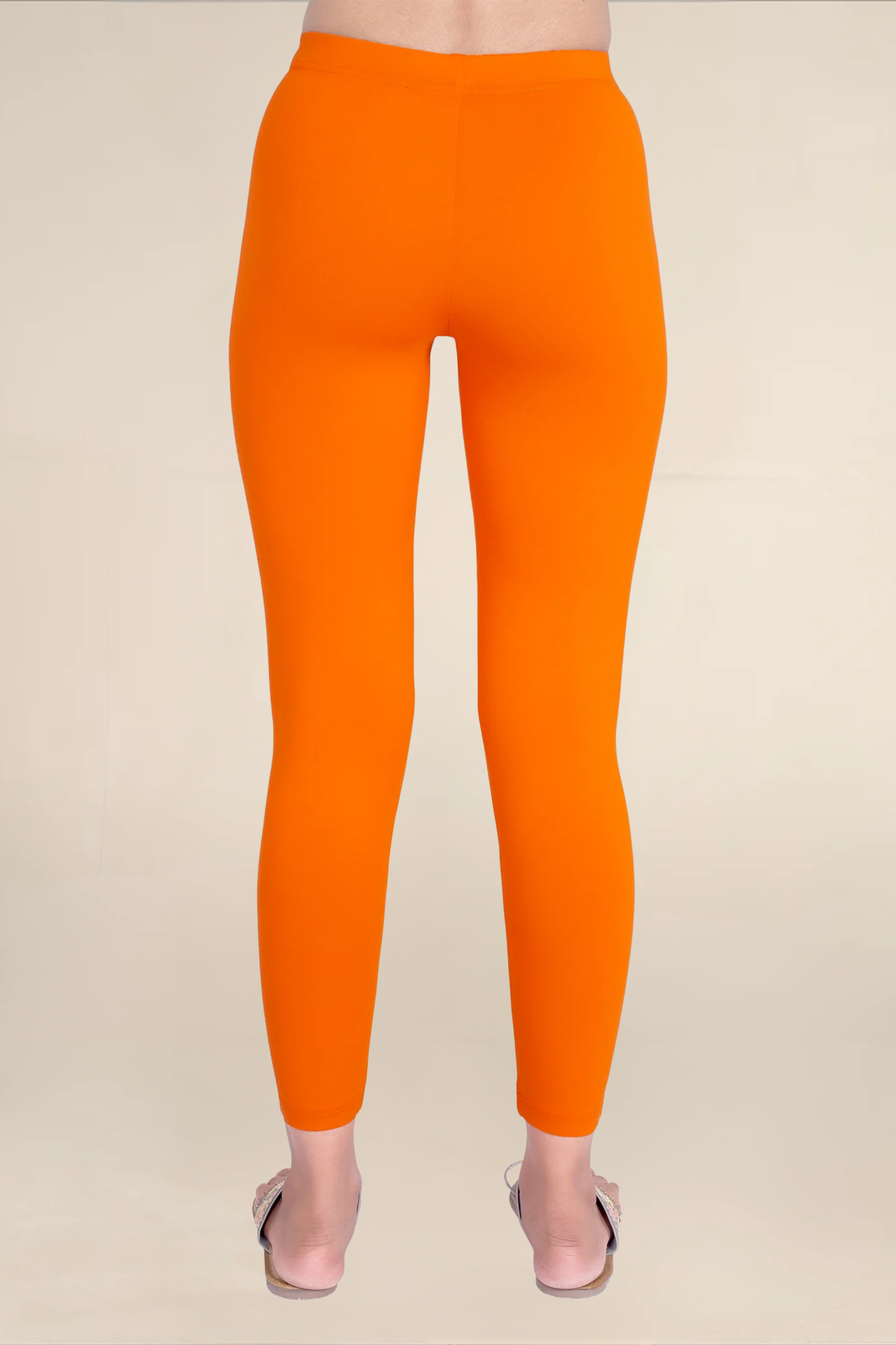 Women Dark Orange Ankle Length Legging