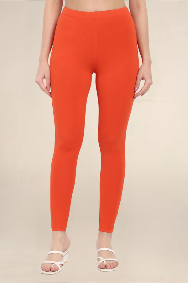 Women Orange Regular Pocket Legging