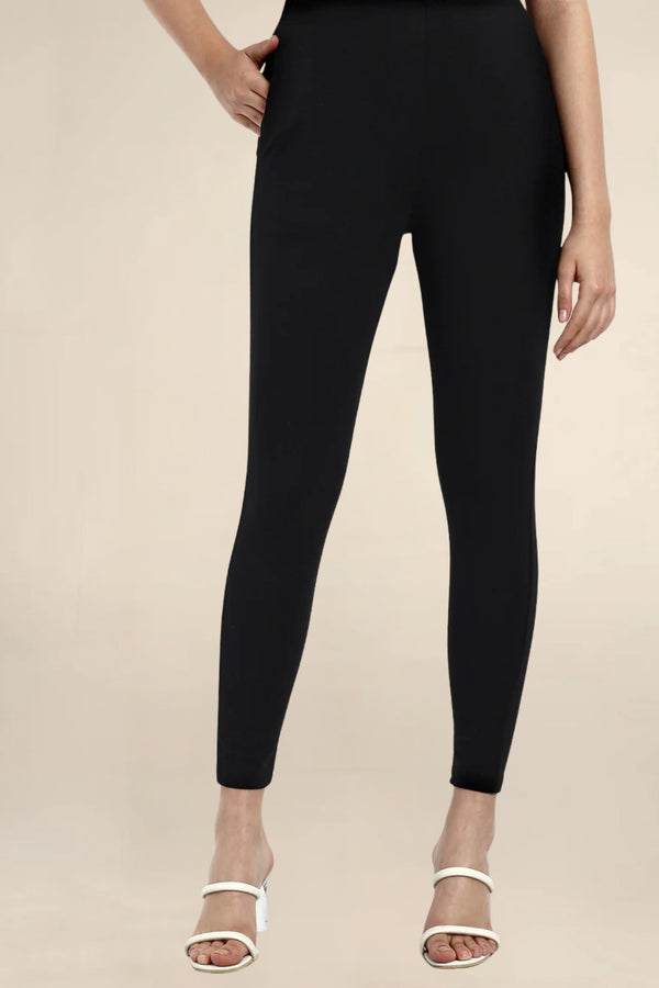 ONE SKY WOMEN BLACK SOLID POCKET LEGGINGS