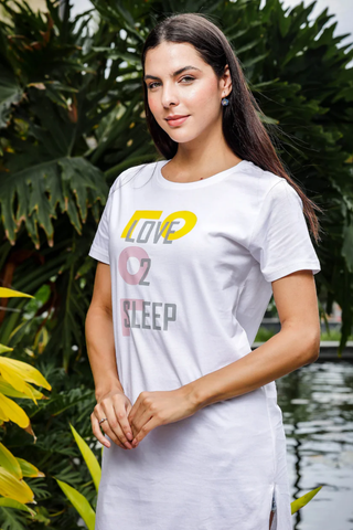 Women Nighty - Long T-shirt White