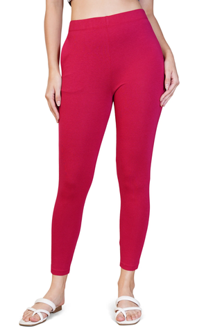 WOMENS DARK CERISE ANKLE LENGTH POCKET LEGGING