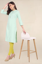 Women Dull Lemon Breathable Long Length Legging