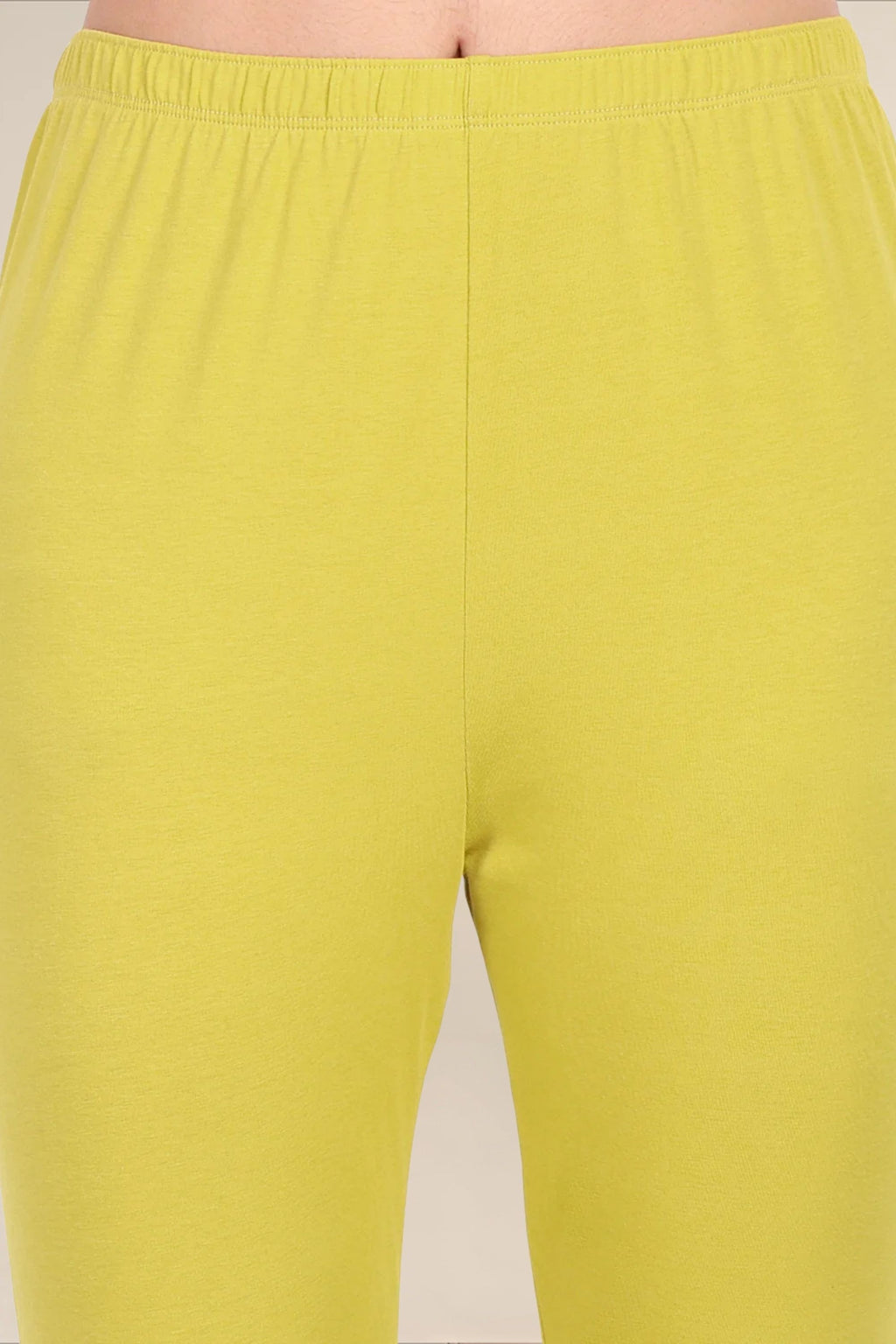 Women Dull Lemon Breathable Long Length Legging