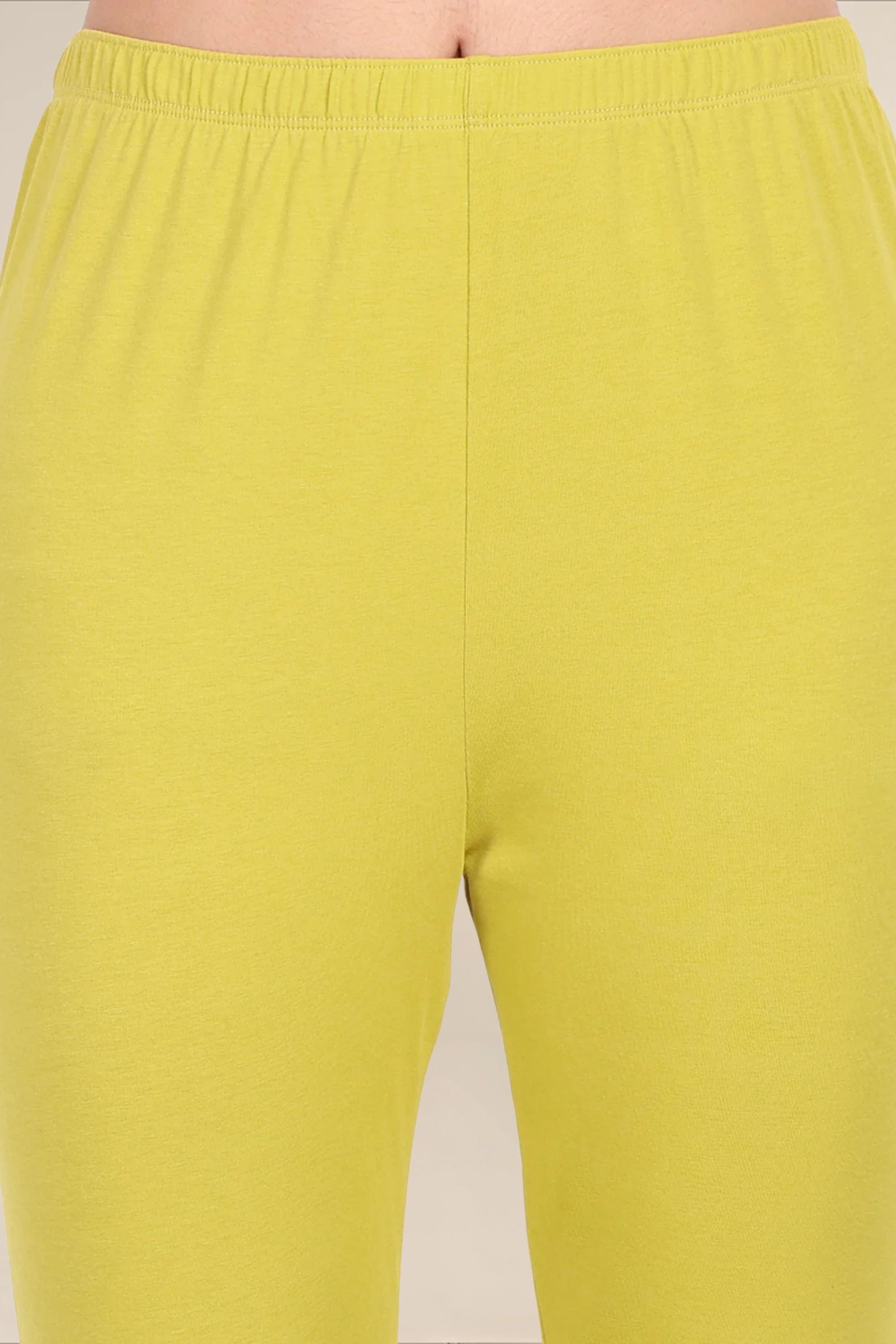 Women Dull Lemon Breathable Long Length Legging