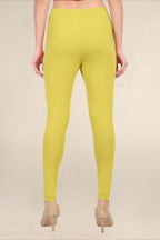 Women Dull Lemon Breathable Long Length Legging
