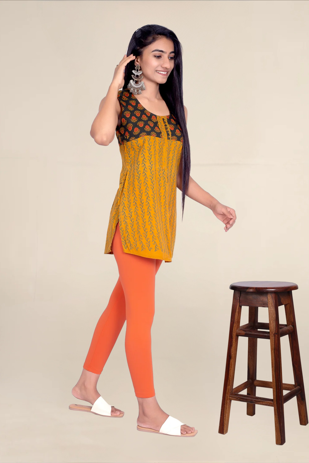 Women Coral Ankle Length Legging