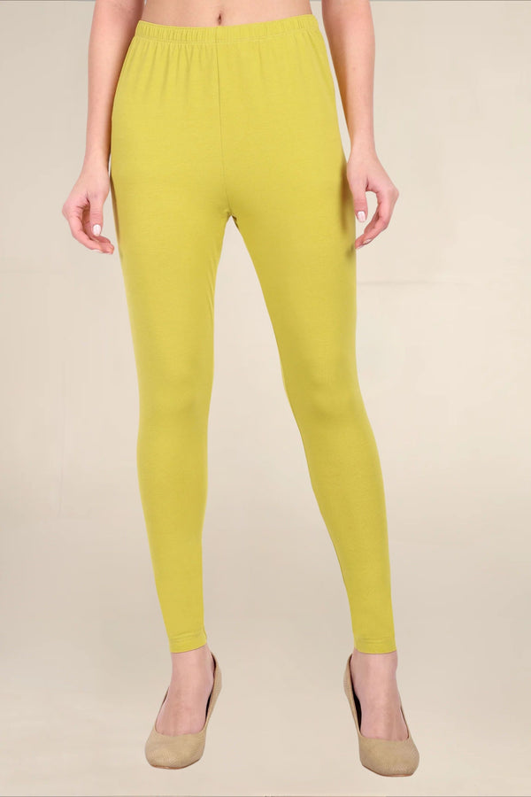 Women Dull Lemon Breathable Long Length Legging