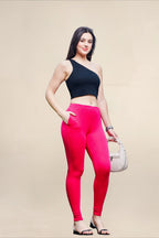 Women Pink Regular Pocket Legging
