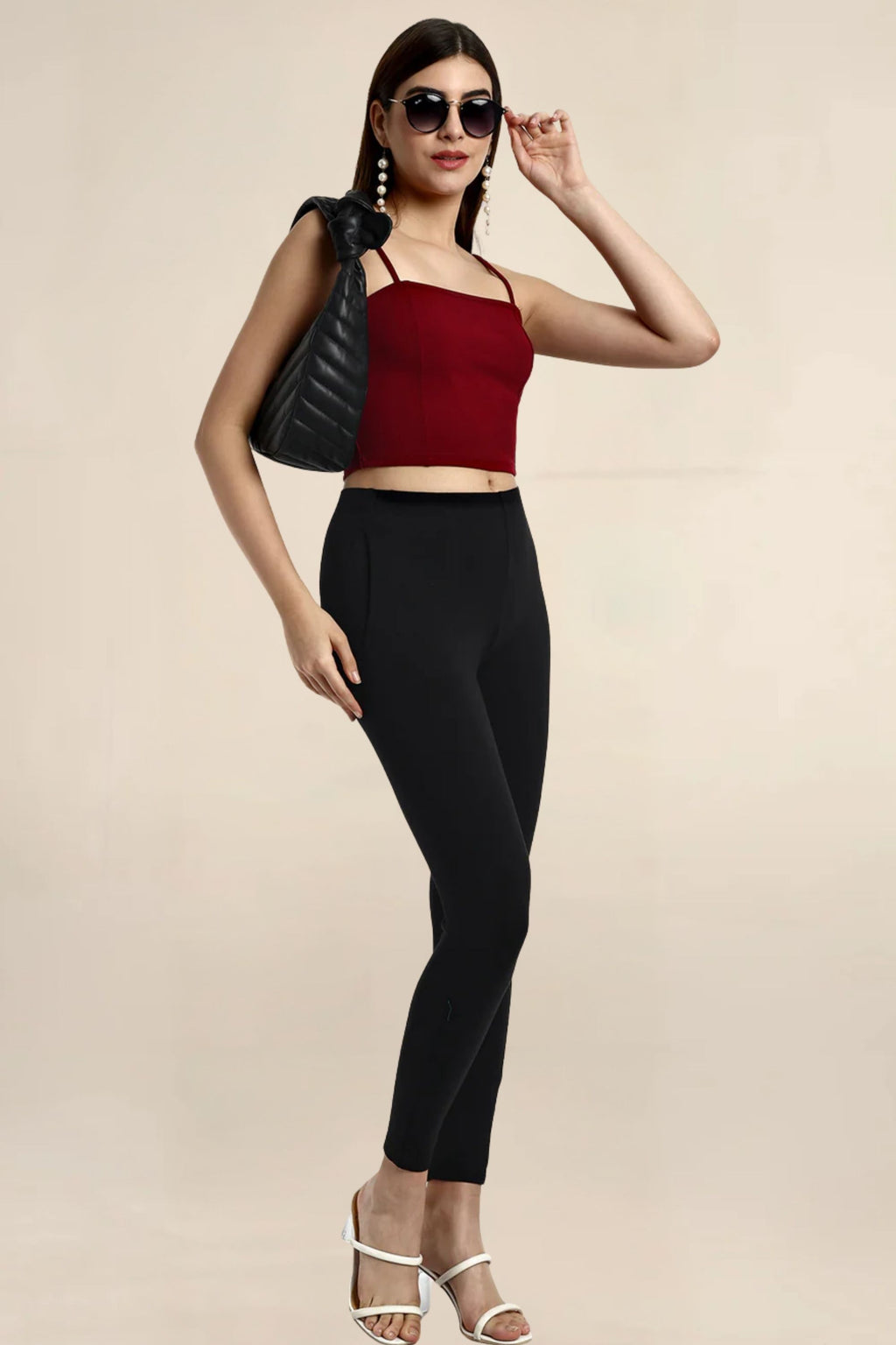 ONE SKY WOMEN BLACK SOLID LEGGINGS