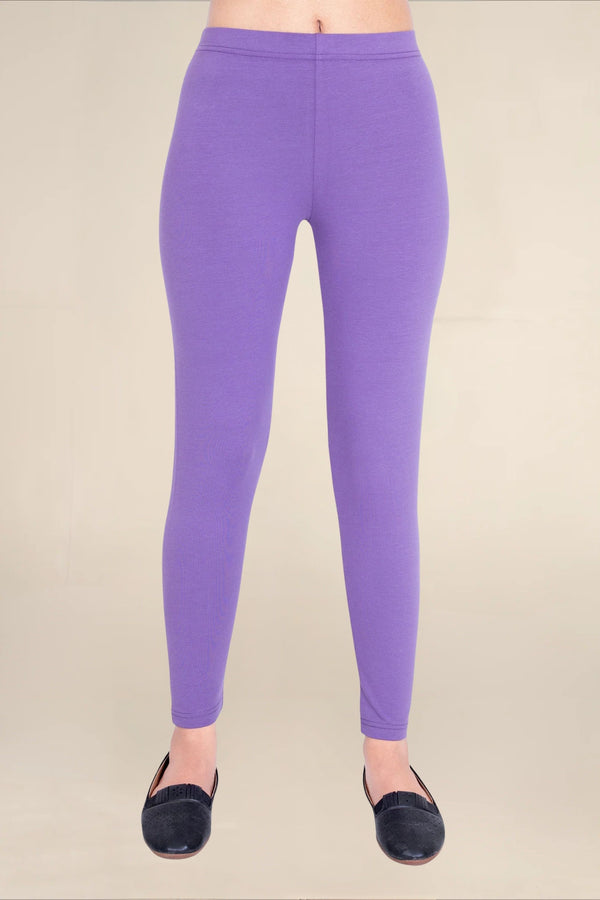 Women Dark Voilet Breathable Long Length Legging