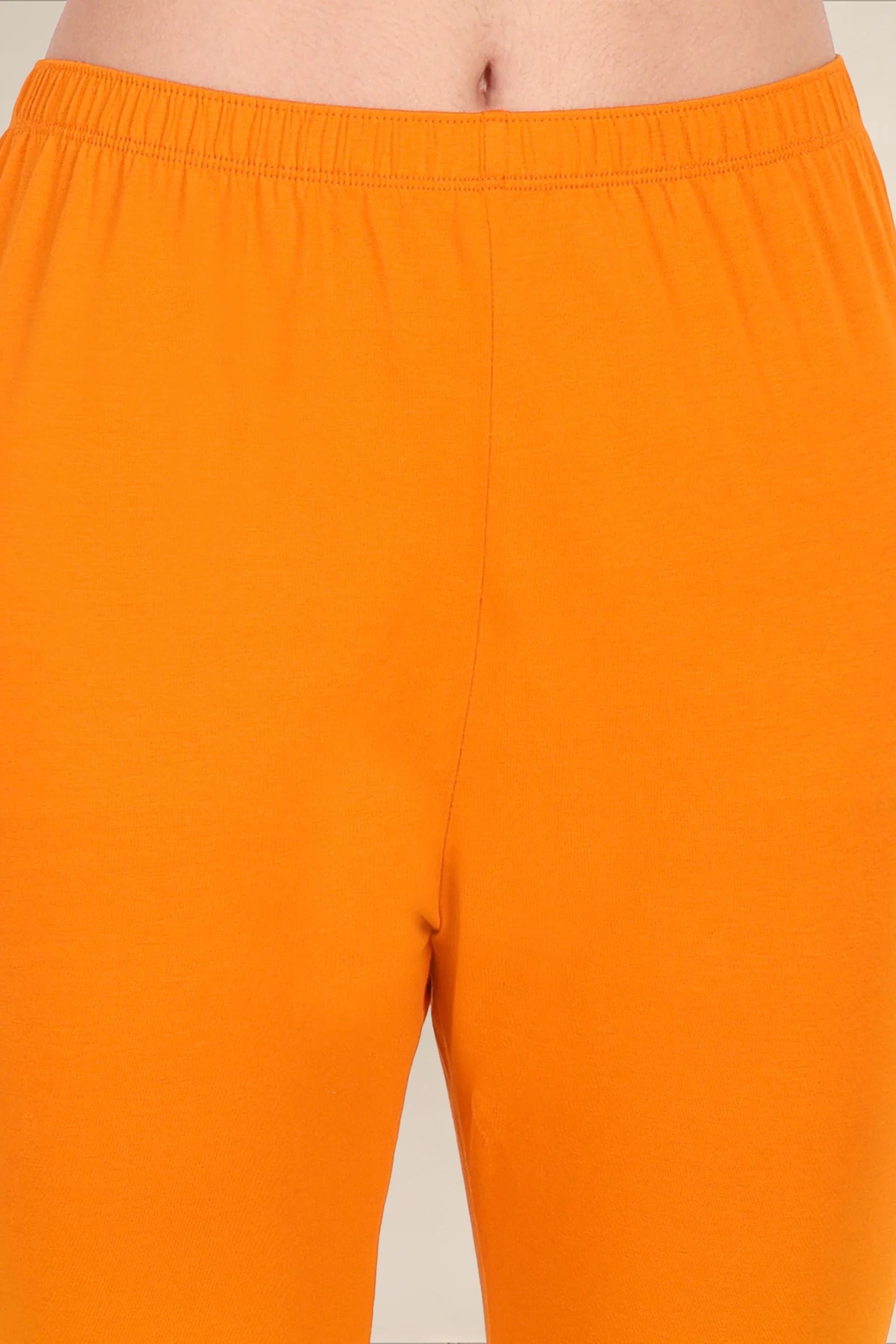 Women Dark Orange Breathable Long Length Legging