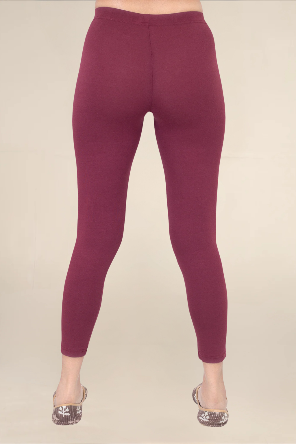 Women Burgandy Ankle Length Legging