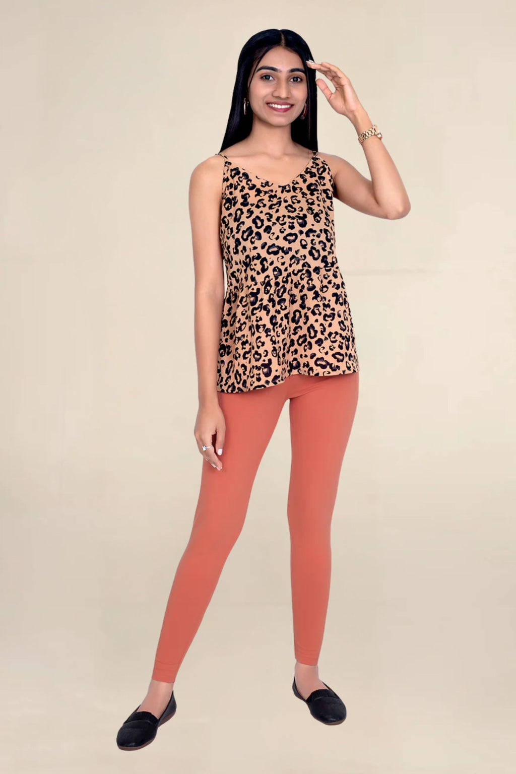 ONE SKY WOMEN BRICK RED SOLID LEGGINGS