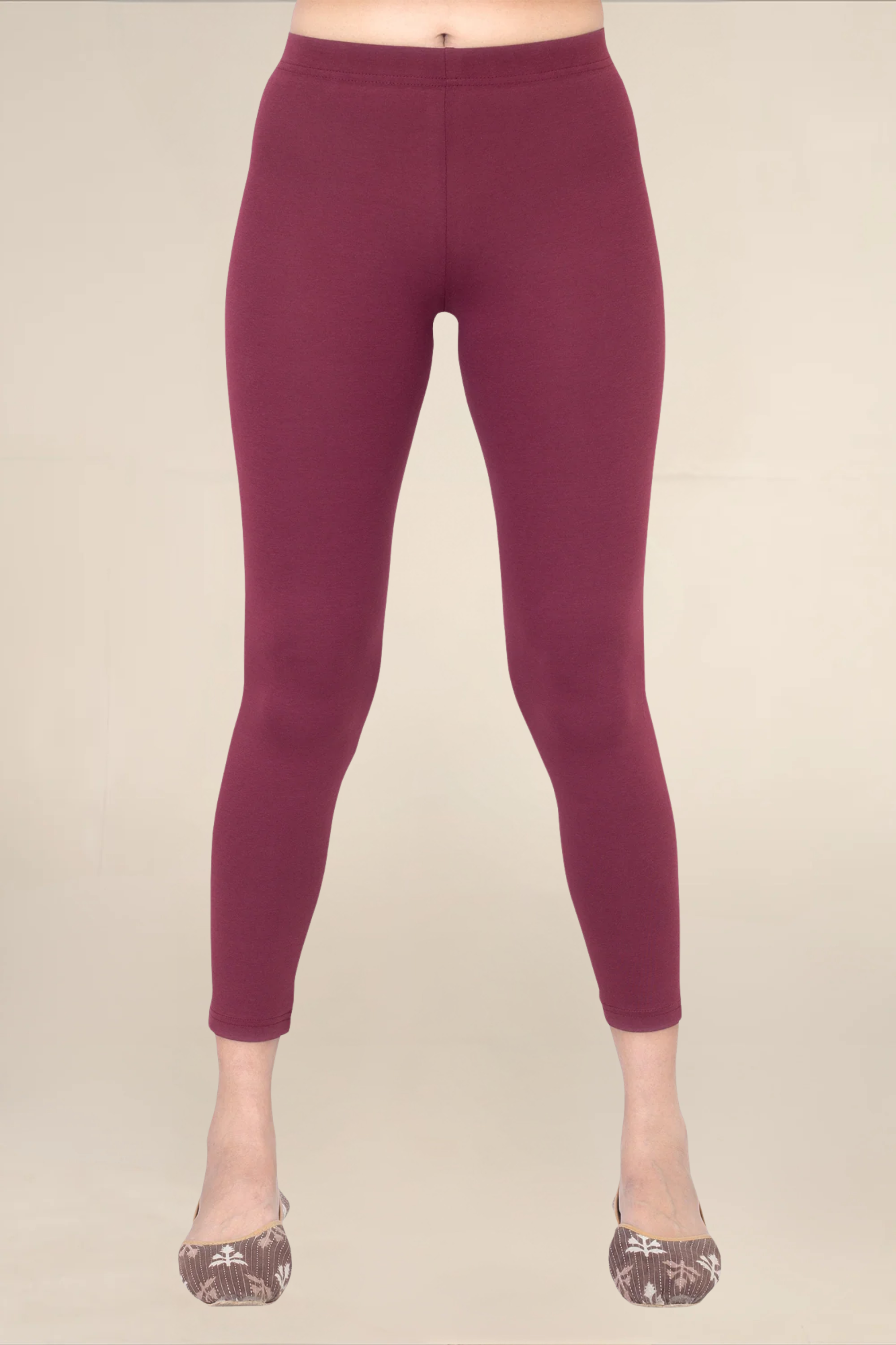 Women Burgandy Ankle Length Legging