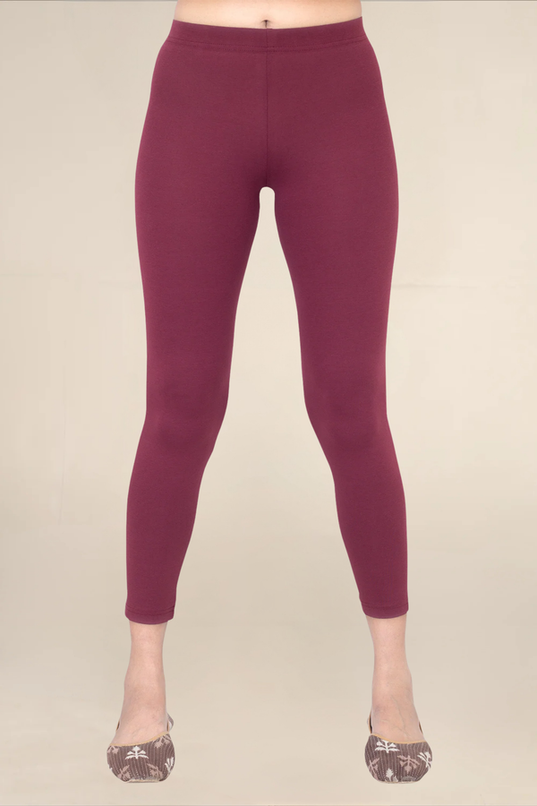 Women Burgandy Ankle Length Legging