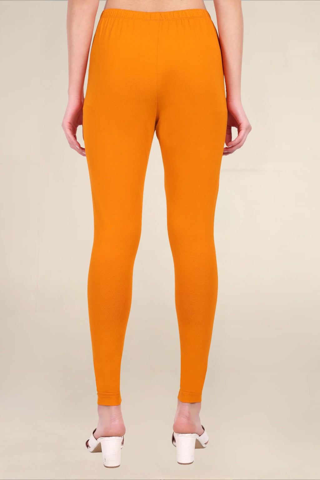 Women Dark Orange Breathable Long Length Legging