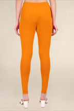 Women Dark Orange Breathable Long Length Legging