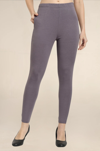 Women ST-Shirtl Grey Ankle Length Legging