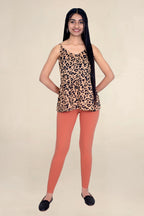 ONE SKY WOMEN BRICK RED SOLID LEGGINGS