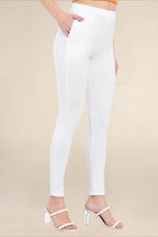 Women White Regular Legging