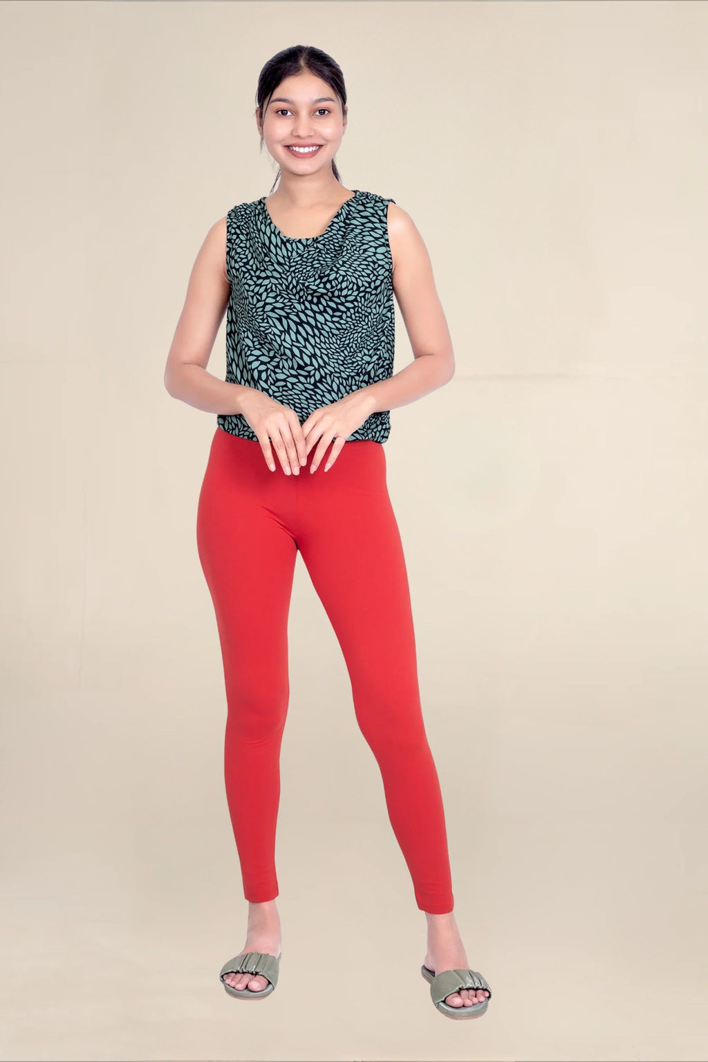 Women Classic Red Breathable Long Length Legging