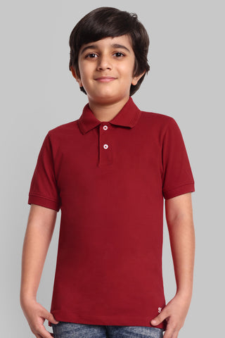 Boys Classic Cotton Polo T-Shirt Red