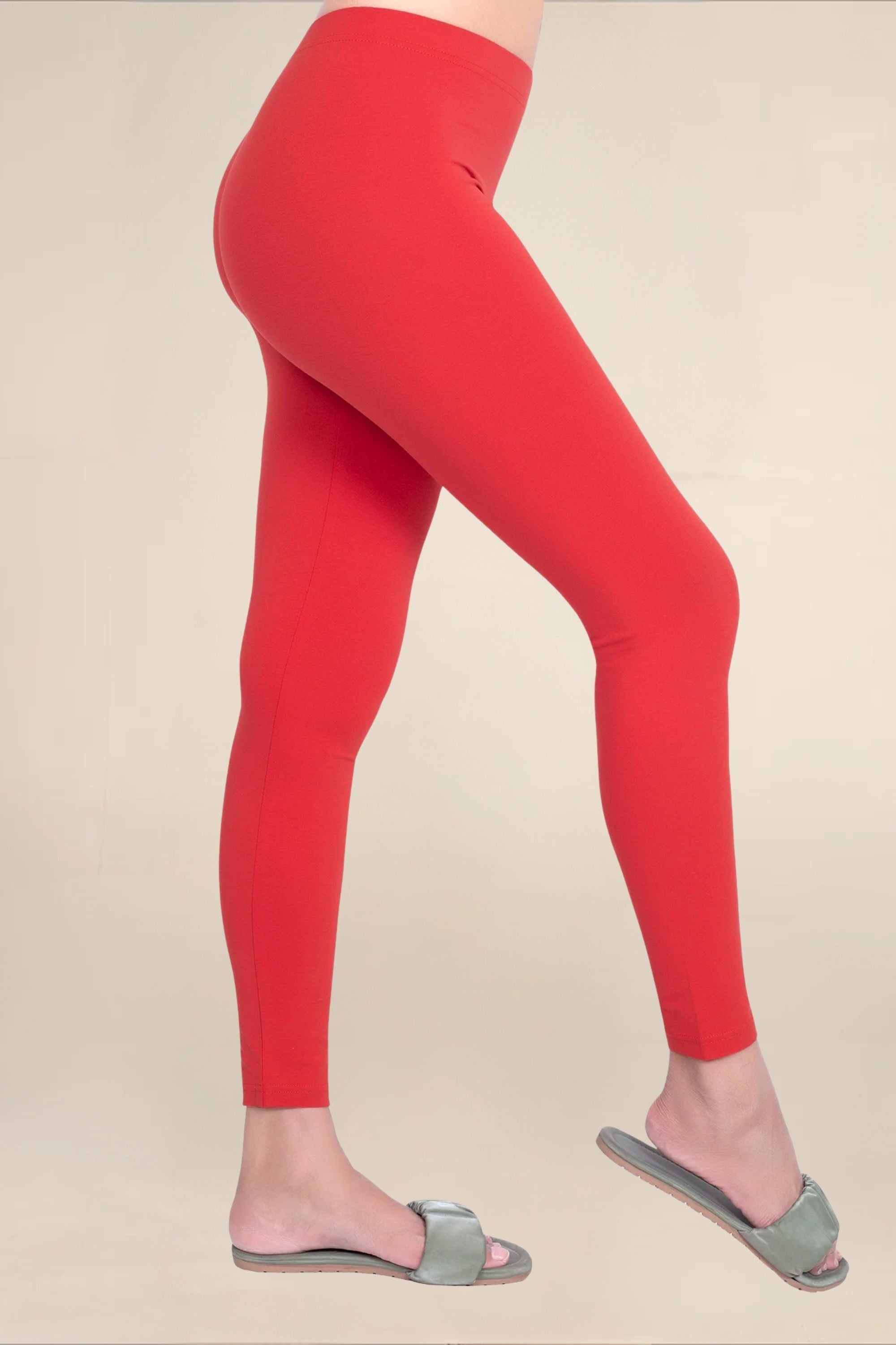 Women Classic Red Breathable Long Length Legging