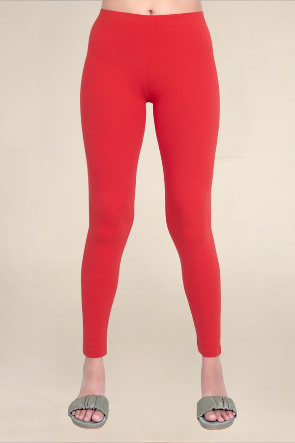 Women Classic Red Breathable Long Length Legging