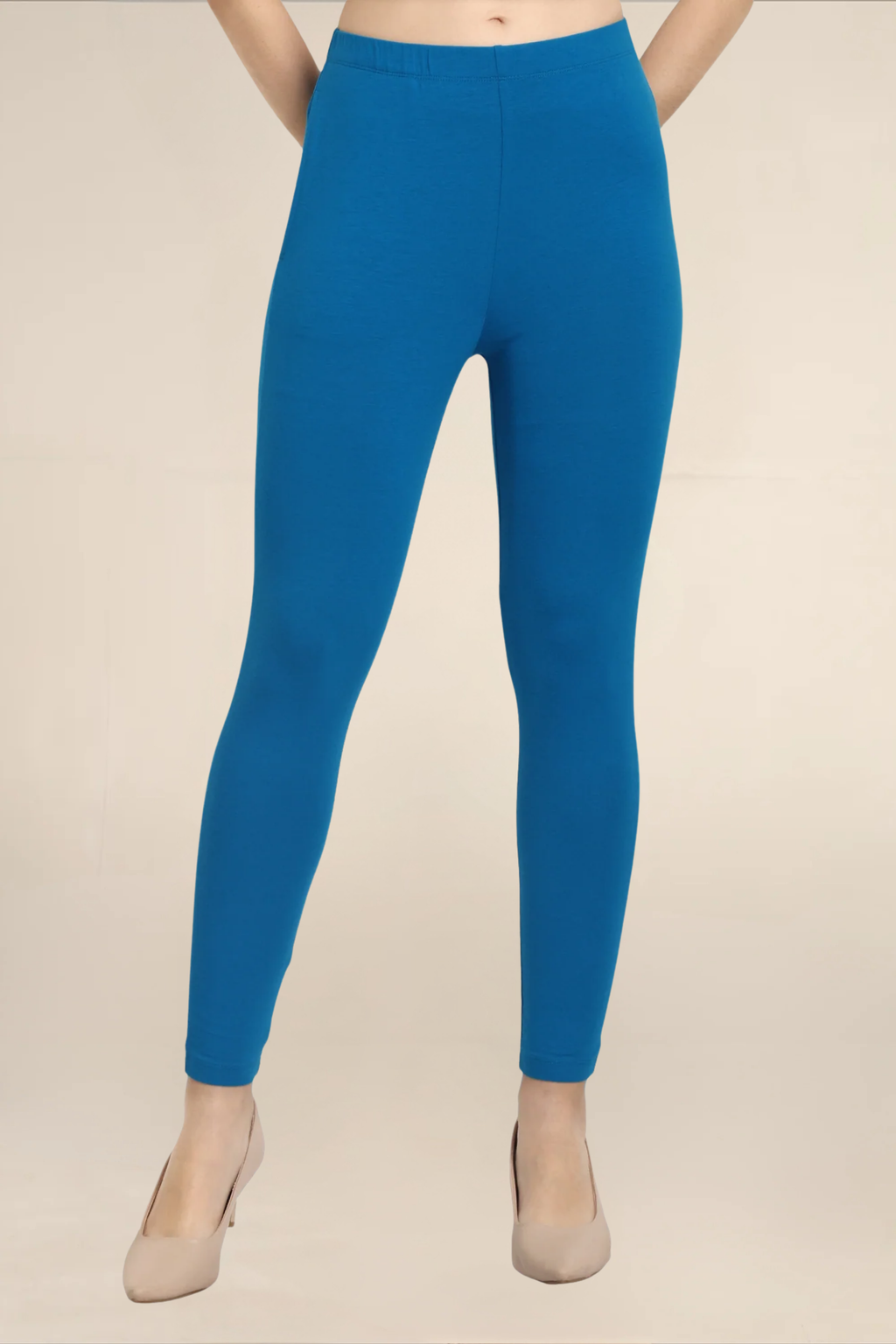 Women Turquoise Blue Ankle Length Legging